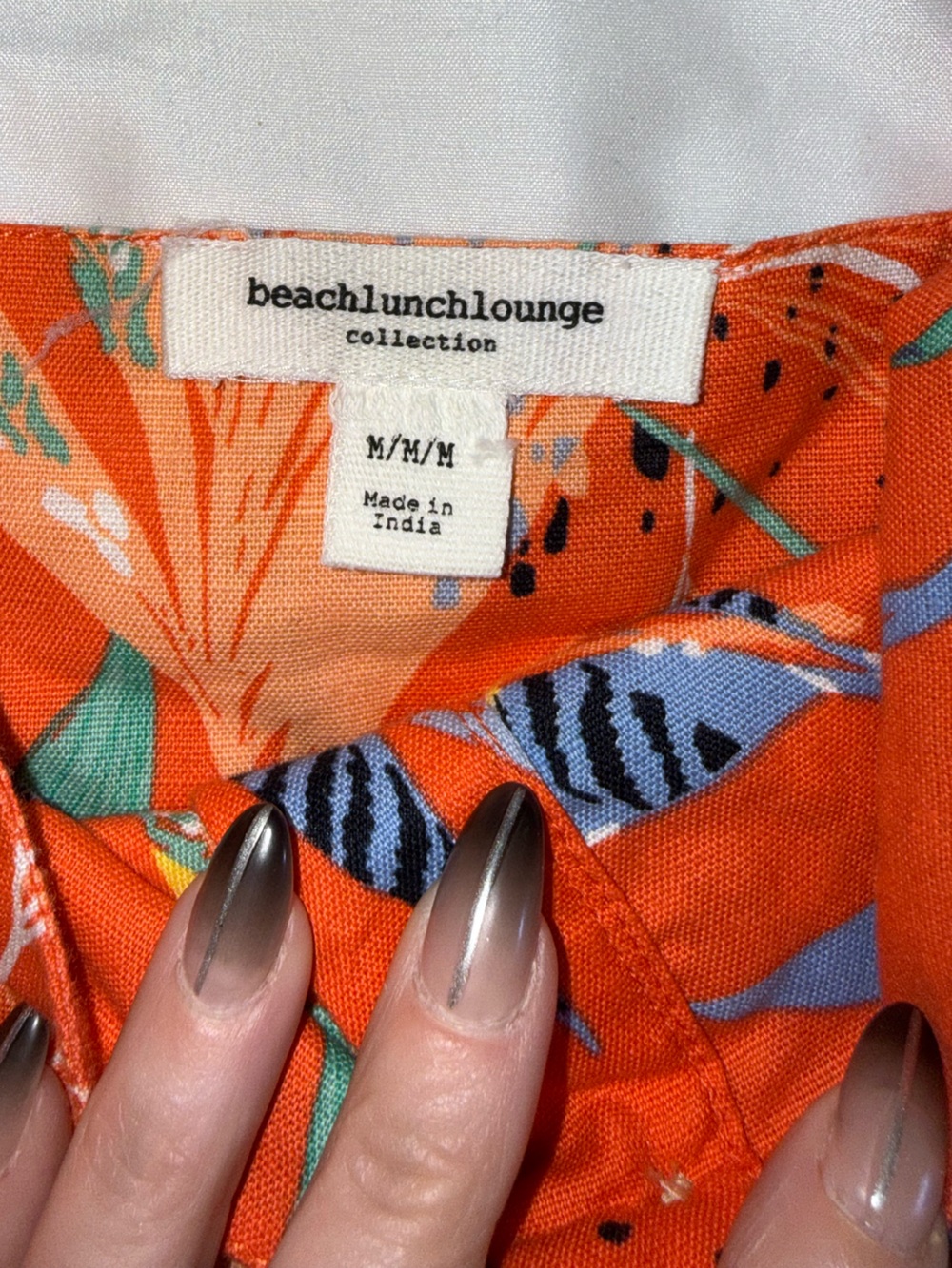 beachlunchlounge Orange Tropical Leaf Print Mini Dress - Picture 3 of 4
